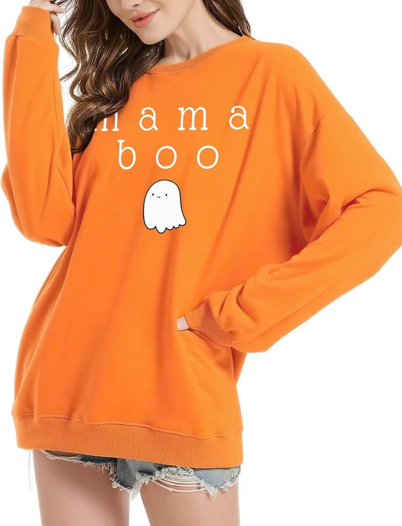 JinTing Mommy and Me Matching Outfits Halloween Little Boo Sweatshirt Spooky Mama Long Sleeve Shirt Tops - Image 3